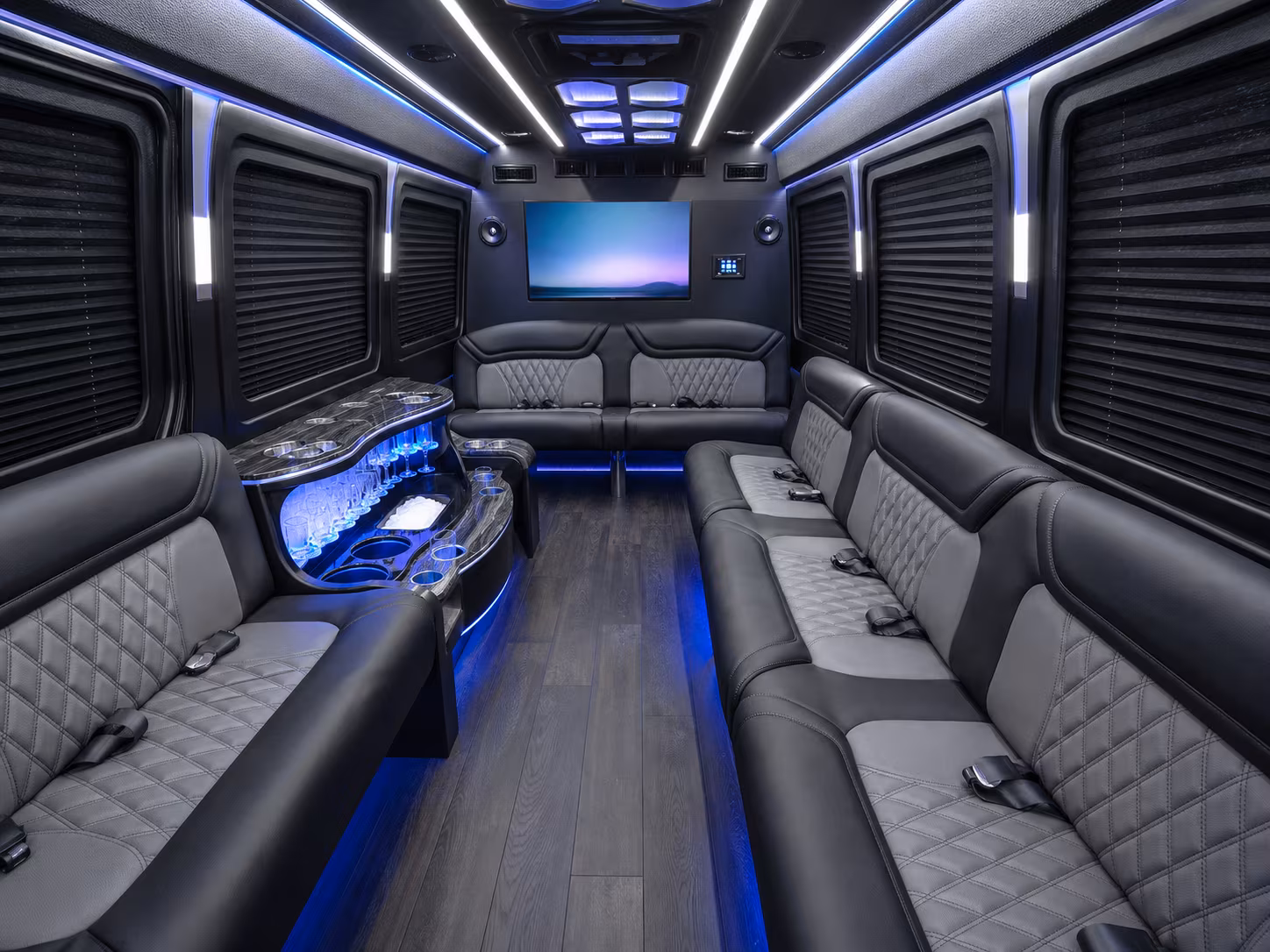 waltham 15 passenger party bus interior