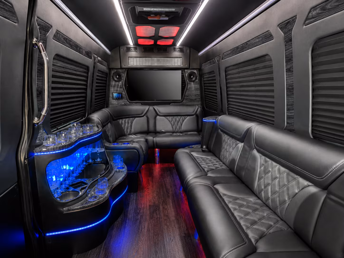 waltham 40 passenger party bus inside